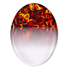 Effect Pattern Brush Red Oval Glass Fridge Magnet (4 Pack) by Amaryn4rt