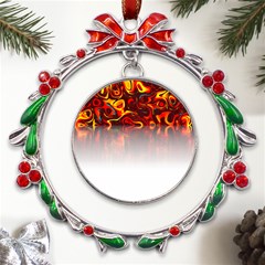 Effect Pattern Brush Red Metal X mas Wreath Ribbon Ornament by Amaryn4rt