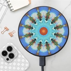 Pattern Blue Brown Background- Wireless Fast Charger(black) by Amaryn4rt