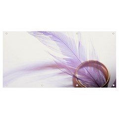 Ring Feather Marriage Pink Gold Banner And Sign 8  X 4  by Amaryn4rt