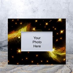 Particles Vibration Line Wave White Tabletop Photo Frame 4 x6  by Amaryn4rt