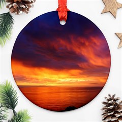 Sunset The Pacific Ocean Evening Ornament (round) by Amaryn4rt