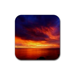 Sunset The Pacific Ocean Evening Rubber Coaster (square) by Amaryn4rt