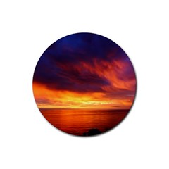 Sunset The Pacific Ocean Evening Rubber Round Coaster (4 Pack) by Amaryn4rt