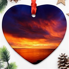 Sunset The Pacific Ocean Evening Heart Ornament (two Sides) by Amaryn4rt