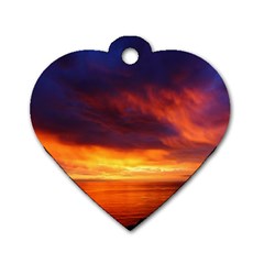 Sunset The Pacific Ocean Evening Dog Tag Heart (one Side) by Amaryn4rt