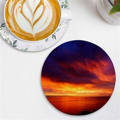 Sunset The Pacific Ocean Evening Uv Print Round Tile Coaster by Amaryn4rt