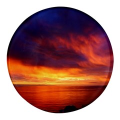 Sunset The Pacific Ocean Evening Round Glass Fridge Magnet (4 Pack) by Amaryn4rt