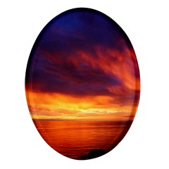 Sunset The Pacific Ocean Evening Oval Glass Fridge Magnet (4 Pack) by Amaryn4rt