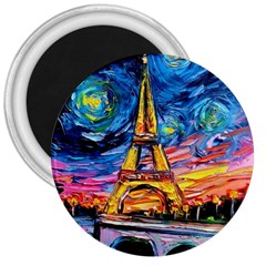 Eiffel Tower Starry Night Print Van Gogh 3  Magnets by Modalart