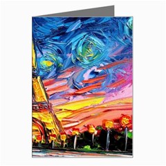 Eiffel Tower Starry Night Print Van Gogh Greeting Card by Modalart