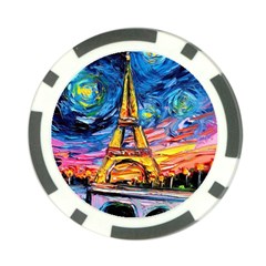 Eiffel Tower Starry Night Print Van Gogh Poker Chip Card Guard by Modalart