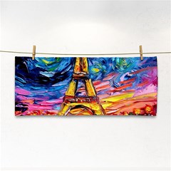 Eiffel Tower Starry Night Print Van Gogh Hand Towel by Modalart