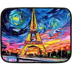 Eiffel Tower Starry Night Print Van Gogh Fleece Blanket (mini) by Modalart