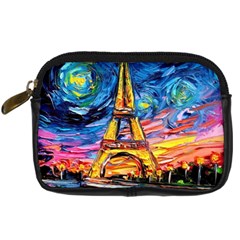 Eiffel Tower Starry Night Print Van Gogh Digital Camera Leather Case by Modalart