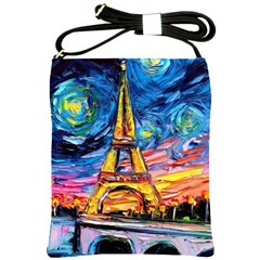 Eiffel Tower Starry Night Print Van Gogh Shoulder Sling Bag by Modalart