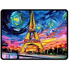 Eiffel Tower Starry Night Print Van Gogh Fleece Blanket (large) by Modalart