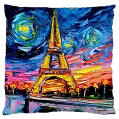 Eiffel Tower Starry Night Print Van Gogh Large Cushion Case (two Sides) by Modalart