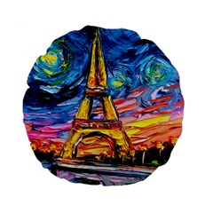 Eiffel Tower Starry Night Print Van Gogh Standard 15  Premium Round Cushions by Modalart