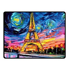 Eiffel Tower Starry Night Print Van Gogh Two Sides Fleece Blanket (small) by Modalart