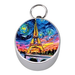 Eiffel Tower Starry Night Print Van Gogh Mini Silver Compasses by Modalart