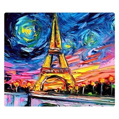 Eiffel Tower Starry Night Print Van Gogh Two Sides Premium Plush Fleece Blanket (small) by Modalart