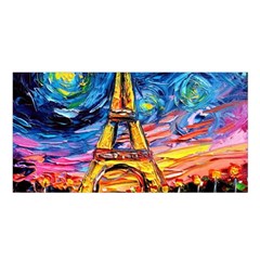 Eiffel Tower Starry Night Print Van Gogh Satin Shawl 45  X 80  by Modalart