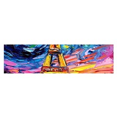 Eiffel Tower Starry Night Print Van Gogh Oblong Satin Scarf (16  X 60 ) by Modalart