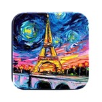 Eiffel Tower Starry Night Print Van Gogh Square Metal Box (Black) Front