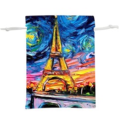 Eiffel Tower Starry Night Print Van Gogh Lightweight Drawstring Pouch (xl) by Modalart