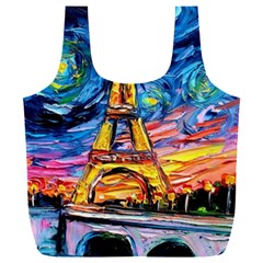 Eiffel Tower Starry Night Print Van Gogh Full Print Recycle Bag (xxxl) by Modalart