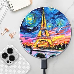 Eiffel Tower Starry Night Print Van Gogh Wireless Fast Charger(white) by Modalart