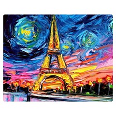 Eiffel Tower Starry Night Print Van Gogh Premium Plush Fleece Blanket (medium) by Modalart