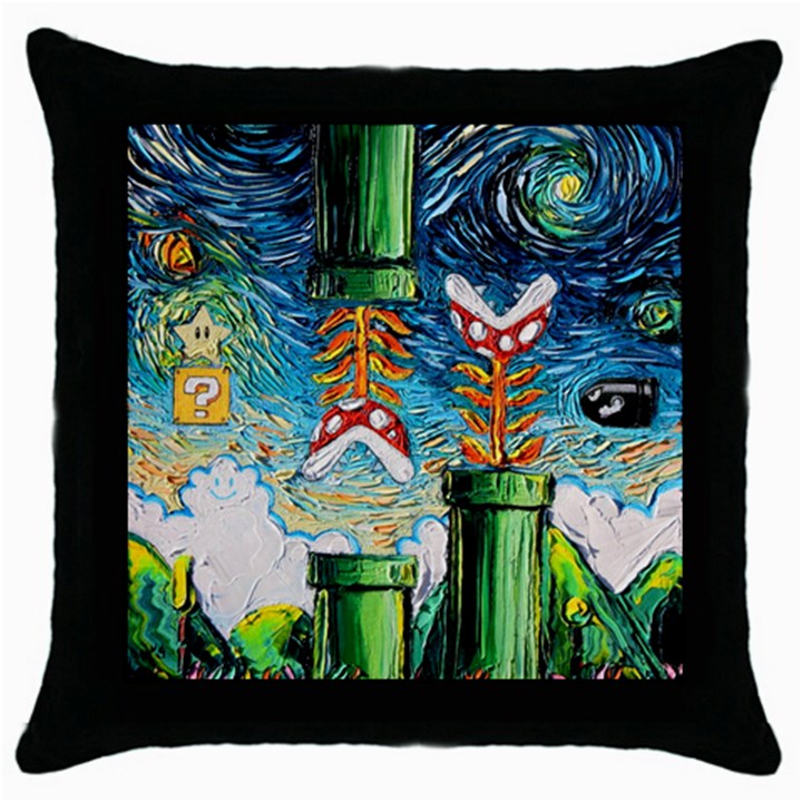 Cartoon Game Games Starry Night Doctor Who Van Gogh Parody Throw Pillow Case (Black)