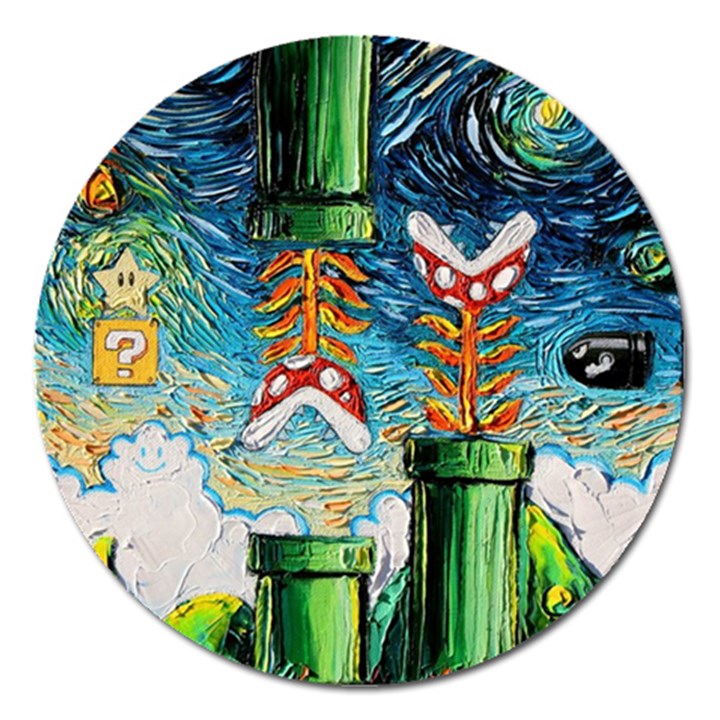 Cartoon Game Games Starry Night Doctor Who Van Gogh Parody Magnet 5  (Round)