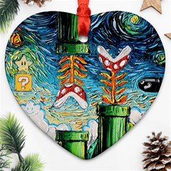 Cartoon Game Games Starry Night Doctor Who Van Gogh Parody Heart Ornament (two Sides) by Modalart