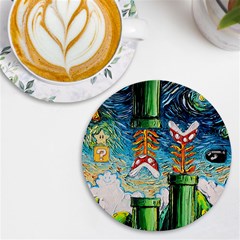 Cartoon Game Games Starry Night Doctor Who Van Gogh Parody Uv Print Round Tile Coaster by Modalart