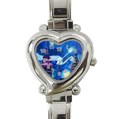 Starry Night In New York Van Gogh Manhattan Chrysler Building And Empire State Building Heart Italian Charm Watch by Modalart