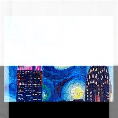 Starry Night In New York Van Gogh Manhattan Chrysler Building And Empire State Building Rectangular Jigsaw Puzzl by Modalart