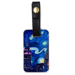 Starry Night In New York Van Gogh Manhattan Chrysler Building And Empire State Building Luggage Tag (one side) Front