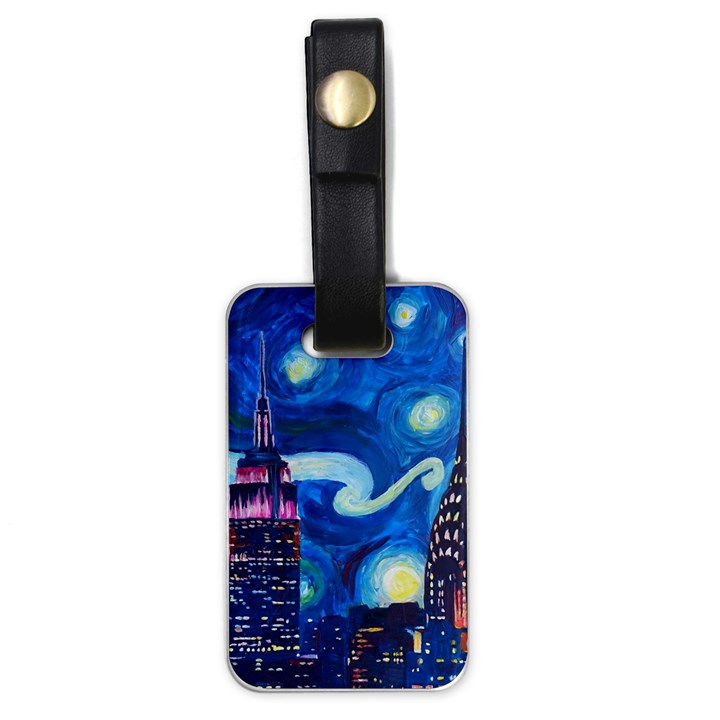 Starry Night In New York Van Gogh Manhattan Chrysler Building And Empire State Building Luggage Tag (one side)