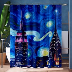 Starry Night In New York Van Gogh Manhattan Chrysler Building And Empire State Building Shower Curtain 60  X 72  (medium)  by Modalart