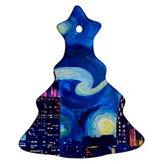 Starry Night In New York Van Gogh Manhattan Chrysler Building And Empire State Building Ornament (christmas Tree)  by Modalart