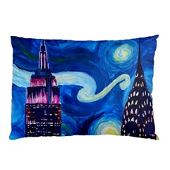 Starry Night In New York Van Gogh Manhattan Chrysler Building And Empire State Building Pillow Case (two Sides) by Modalart