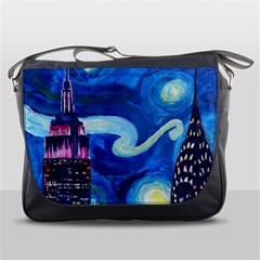 Starry Night In New York Van Gogh Manhattan Chrysler Building And Empire State Building Messenger Bag by Modalart