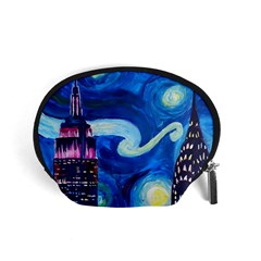 Starry Night In New York Van Gogh Manhattan Chrysler Building And Empire State Building Accessory Pouch (small) by Modalart