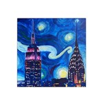 Starry Night In New York Van Gogh Manhattan Chrysler Building And Empire State Building Satin Bandana Scarf 22  x 22  Front