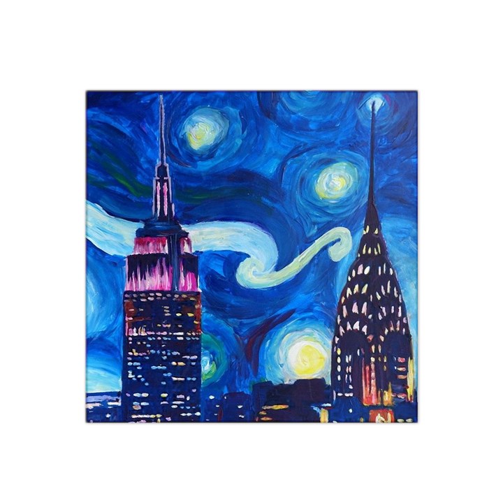 Starry Night In New York Van Gogh Manhattan Chrysler Building And Empire State Building Satin Bandana Scarf 22  x 22 