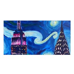 Starry Night In New York Van Gogh Manhattan Chrysler Building And Empire State Building Satin Shawl 45  X 80  by Modalart