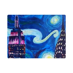 Starry Night In New York Van Gogh Manhattan Chrysler Building And Empire State Building Premium Plush Fleece Blanket (mini) by Modalart